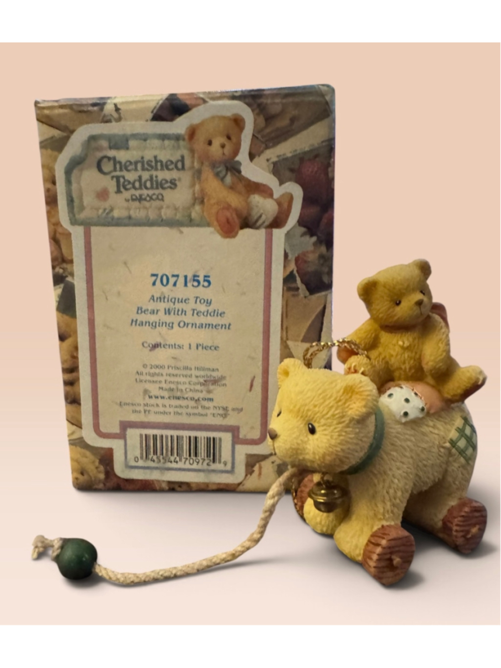 Cherished Teddies Antique Toy Bear with Teddie Hanging Ornament #707155